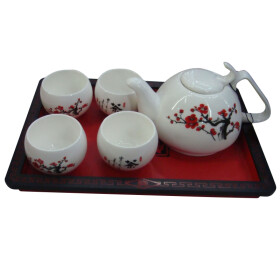 5tlg. Chinesisches Teeset mit Serviertablett